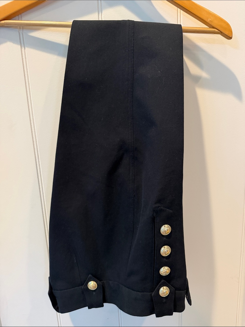 Derek Lam Black Cropped Pants with Gold Button Detail